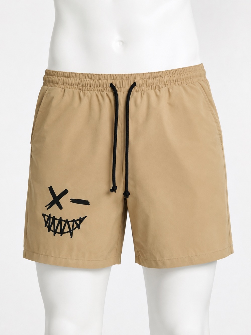 Khaki Graphic Face Shorts Men’s Size S Streetwear